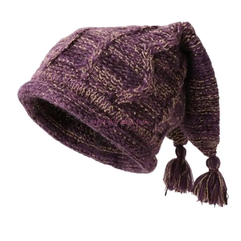 

49ME зимняя теплая вязаная шапка для женщин, шапка с рогом клоуна, мягкая шапка с черепом, шапки для активного отдыха, катания