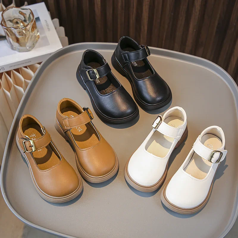 

Boys Leather Shoes Soft Fashion Britain Style Black Baby Girls Casual Uniform School Shoe Children Versatile Loafer 2025 Simple