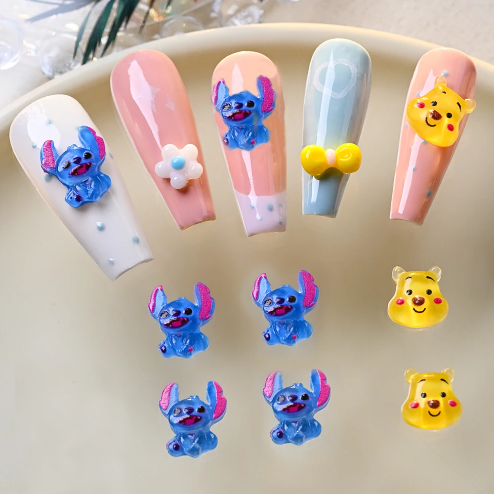 ﻿ Mini breloques pour Nail Art, point bleu, mignon et amusant, dessin animé, accessoires pour Nail Art, personnage d'anime Y2K, fournitures de manucure, 50 pièces/sac