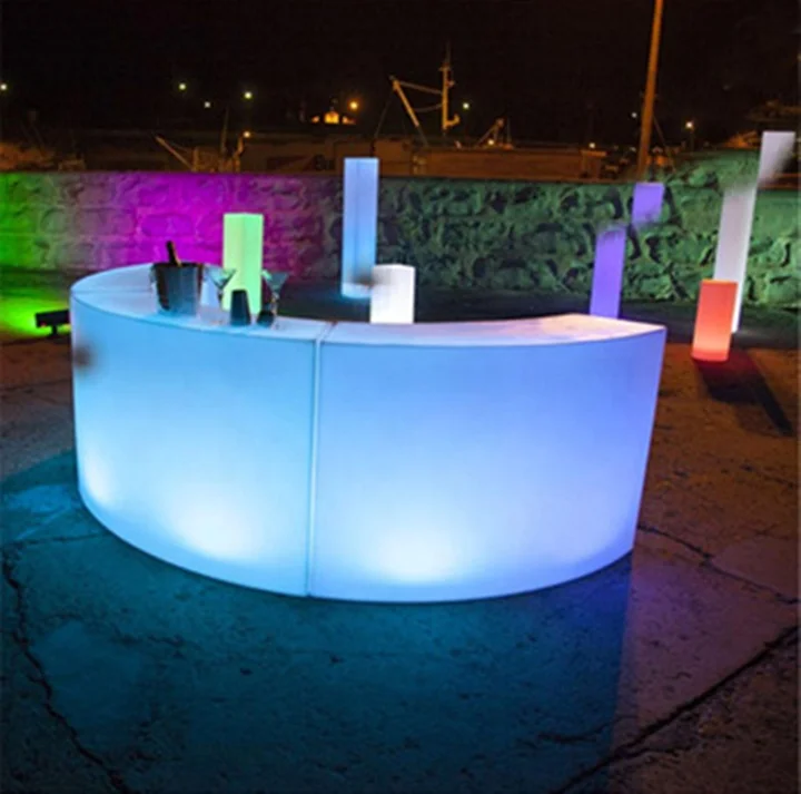 LED Glowing Bar Tables classical glow Semi Circular Bar