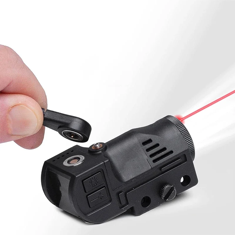 Rechargeable LED Flashlight RD/GN/BU Laser Combo 500 Lumens Torch Magnetic Charging for G17 19 Strobe Light Lamp Fit 20mm