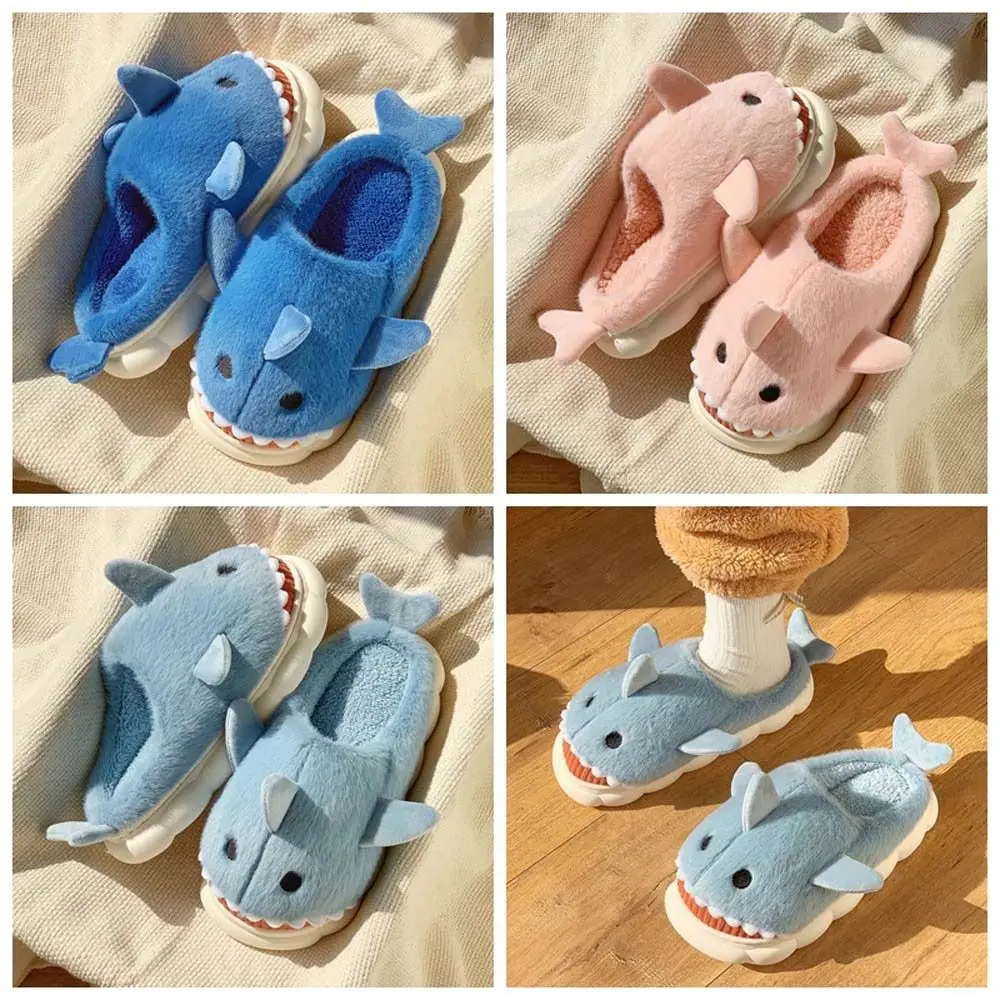 Cloudy Sharks Slipper Shark Slippers Slides Loafers Animals Winter Fluffy Slippers Anti Slip Winter Shoes Warm Fur Slippers