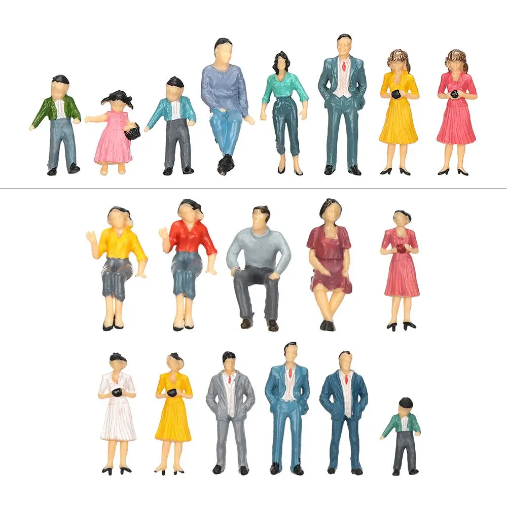 10szt Model Building People Figures Passengers Train Sceneria 1:25/1:30 Skala Mixed Color Standing People Assorted Poses