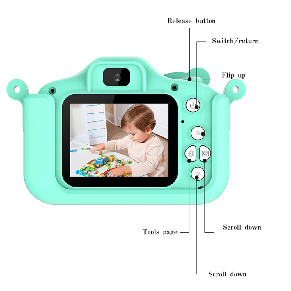 طفل كاميرا صغيرة 2 بوصة شاشة 1080P الكرتون Selfie طفل كاميرا فيديو رقمية لعب للبنين/الفتيات هدايا عيد الميلاد عيد الميلاد 32G #6