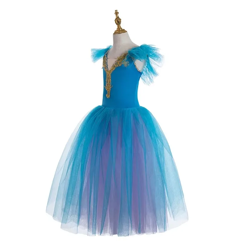Gonne da balletto professionali blu rosa per costumi da donna adulta Gonne lunghe TUTU Abbigliamento da ballo dei cigni