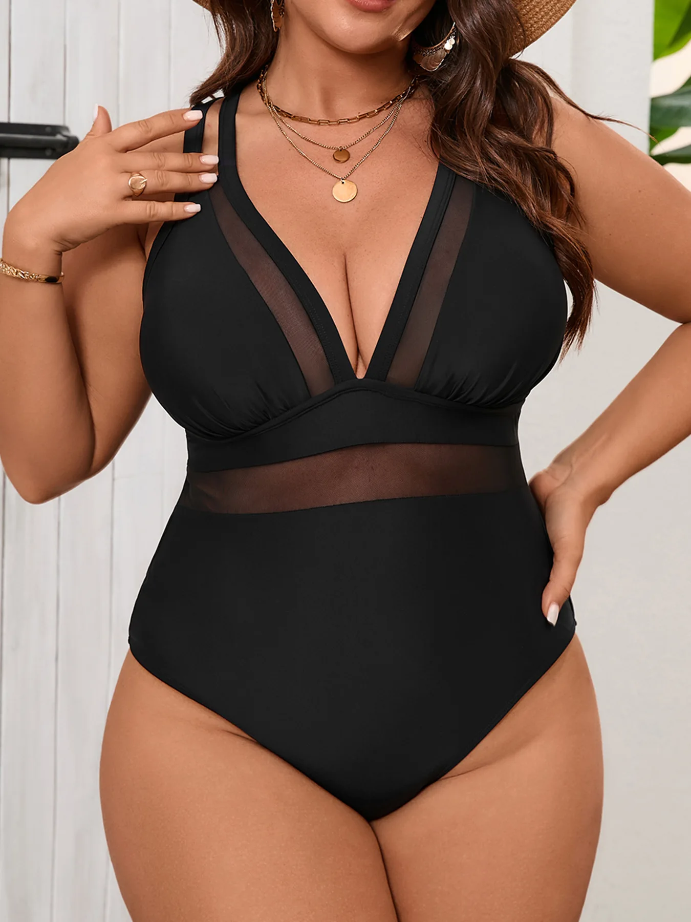 Black One Piece Swimsuit Women Plus Size Swimwear Bandage Large Monokini Sexy Beach Chubby Big Bathing Suit Mujer