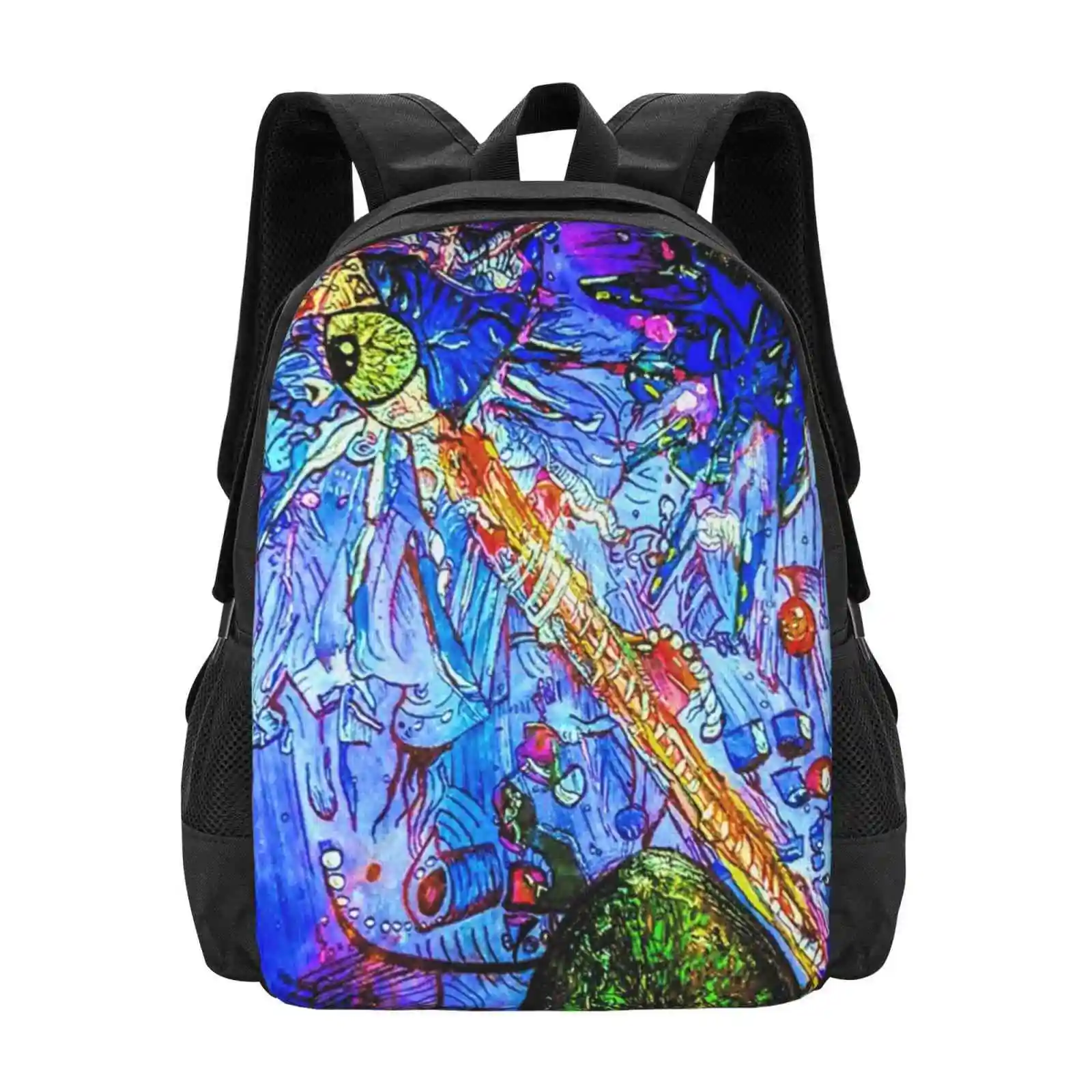 Intergylaktyk Aye Hot Sale Schoolbag Backpack Fashion Bags Detailed Artwork Eyeball Abstract Art Grandpa Jona Purple Trippy Art