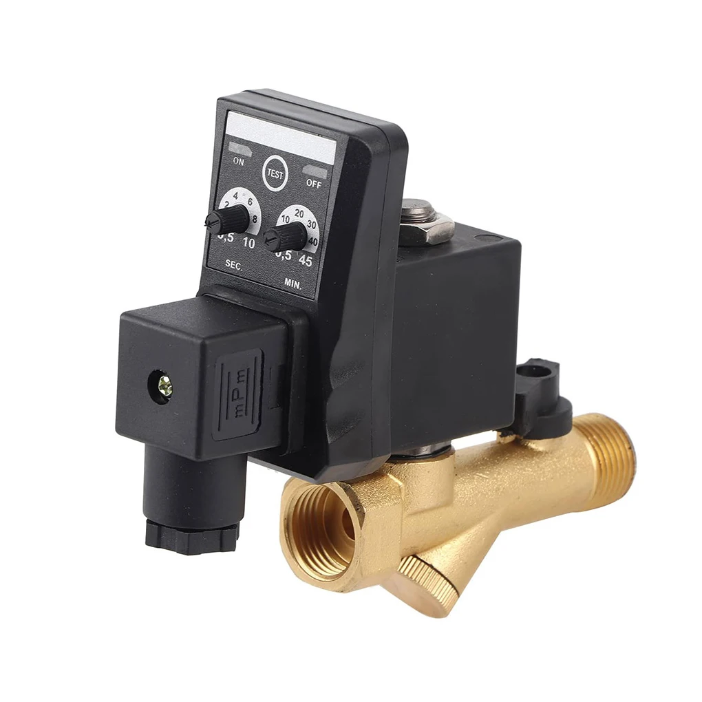 Copper Electronic Drain Valve 1/2Inch DN15 DN15 1/2 Automatic Timer Air Compressor Automatic Timer Durable Efficient Accessories