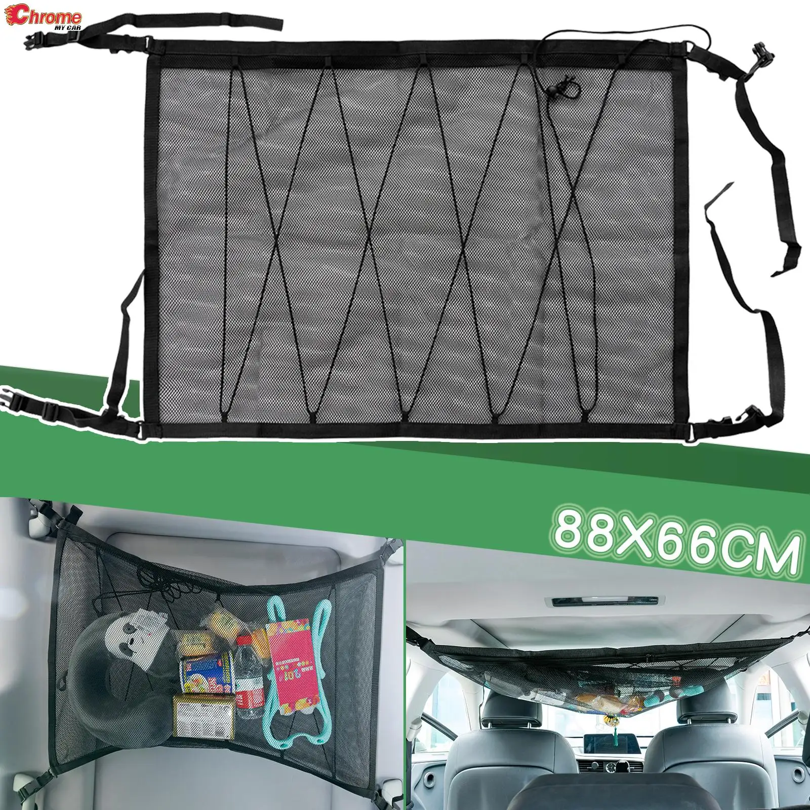 Car Trunk Ceiling Storage Net Pocket Roof Interior Mesh Bag Cargo Breathable Pouch Organizer Luggage Hammock For Van SUV Jeep