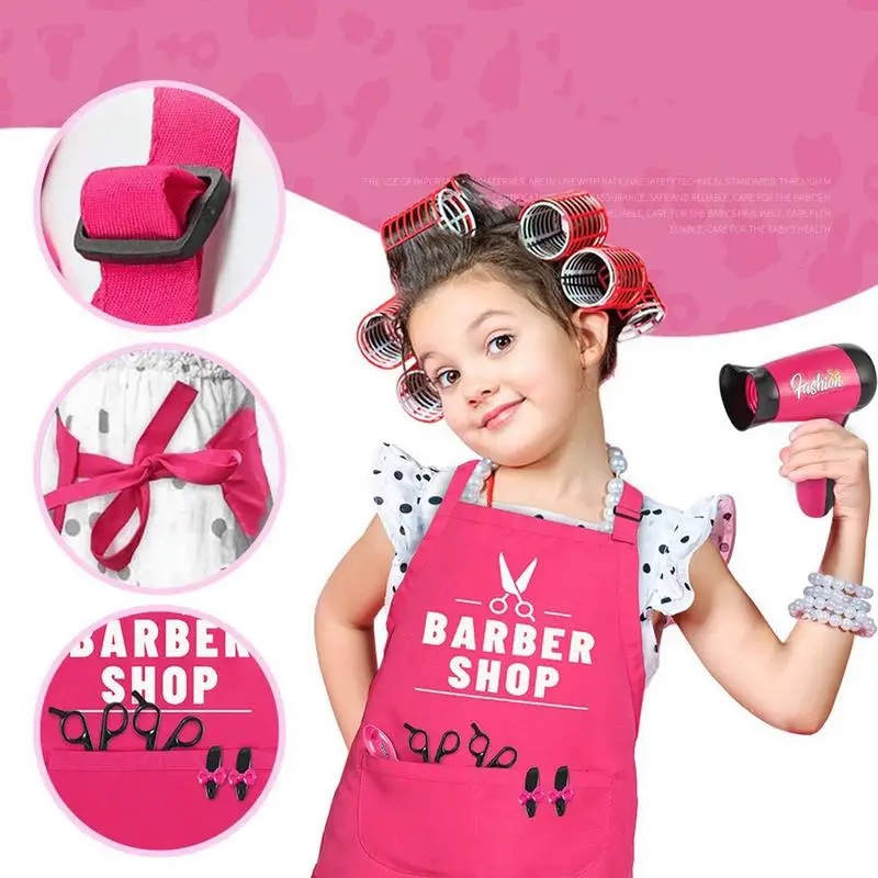 Kids Hair Salon Playset Play Hairdryer Beauty Salon Set For Girls Hairdressing Hair Simulation Styling Tools Blow Dryer Beauty