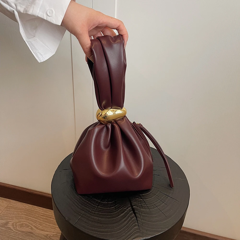 Vrouwen PU Designer Tote Handtas Grote Capaciteit Chique Hobo Tas Ritssluiting Mini Emmer Tas Effen Kleur Draagbare Slouchy Portemonnee