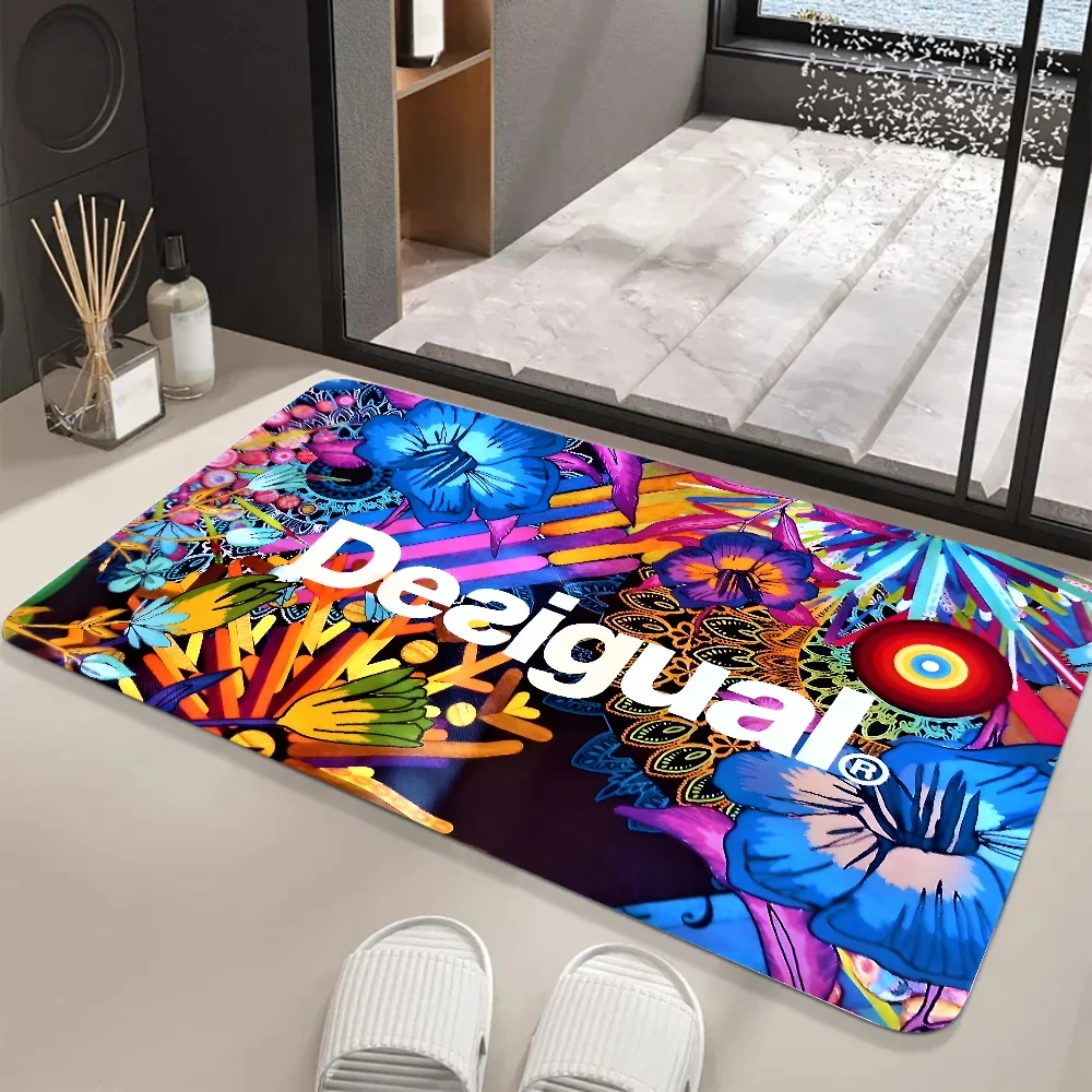 Desiguals Floor Mat Graphic Printed Flannel Doormats for Bathroom Kitchen Entrance Carpet Home Decor