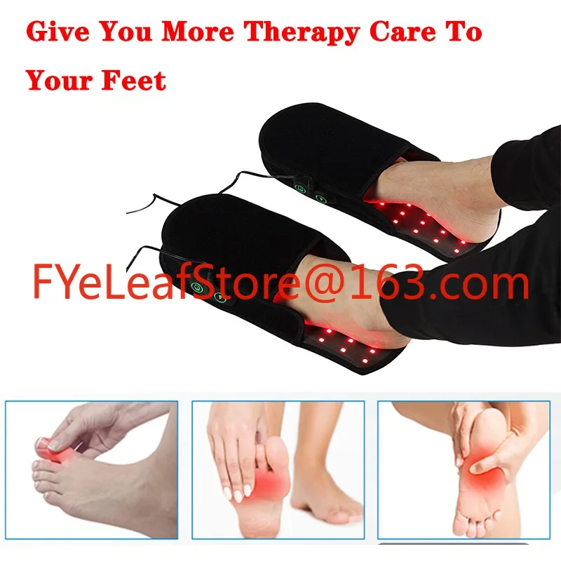 

One Pair 635nm LED Red Light Therapy Slipper Device 850nm Near Infrared Light Therapy Shoes for Foot Nerve Physical Pain Relief