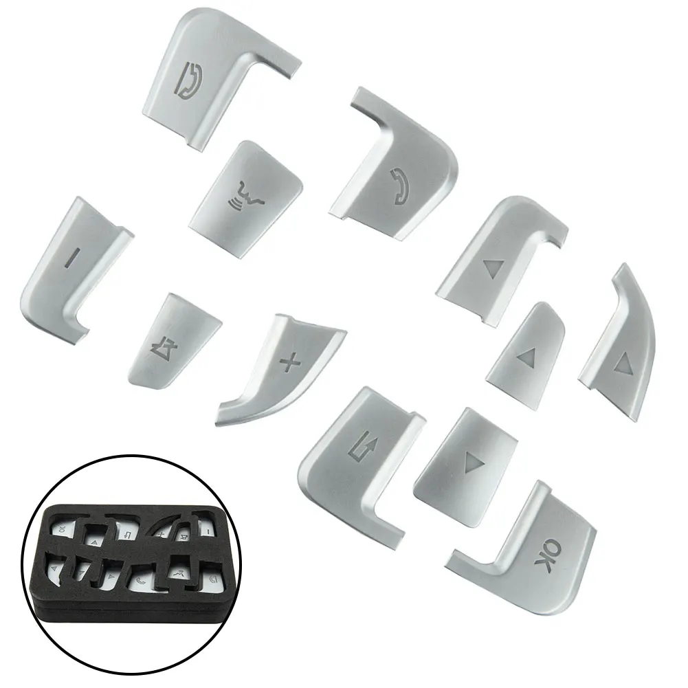 لمرسيدس غطاء أزرار غطاء أزرار غطاء أزرار الكسوة الفضة عجلة القيادة الكسوة ABS غطاء أزرار غطاء أزرار