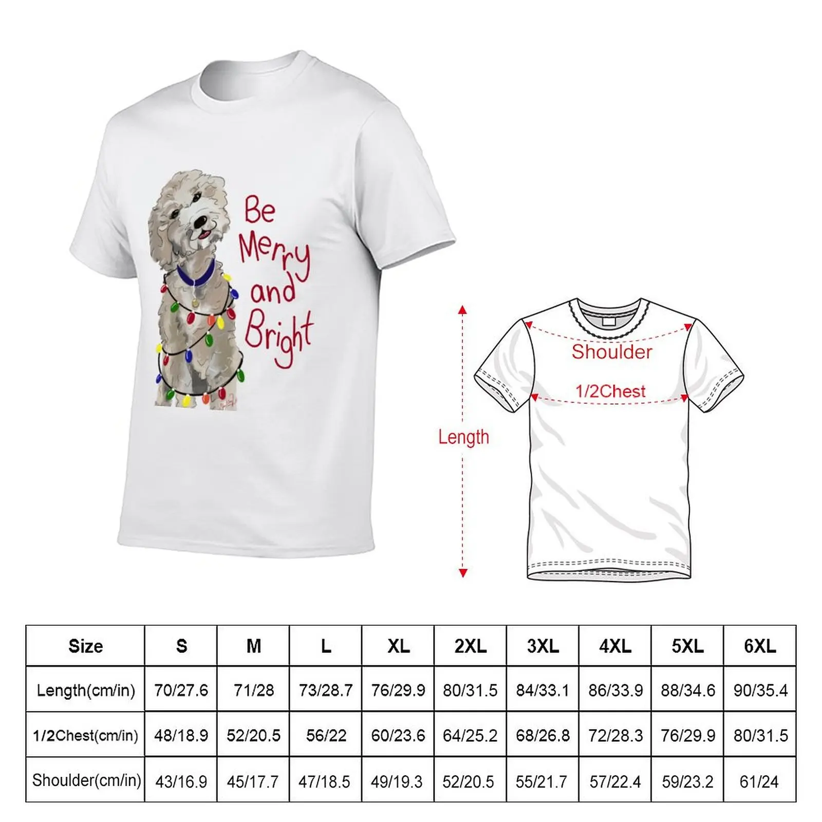Christmas Ready Doodle - Merry & Bright T-Shirt Basic Solid Color Short Sleeve Cotton Top