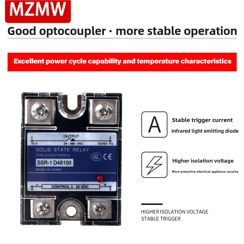 MZMW Solid State Relay SSR DD AA DA 10A 25A 40A 60A 80A 100A Single Phase Module for PID Temperature Control SSR-25DA SSR-40DA