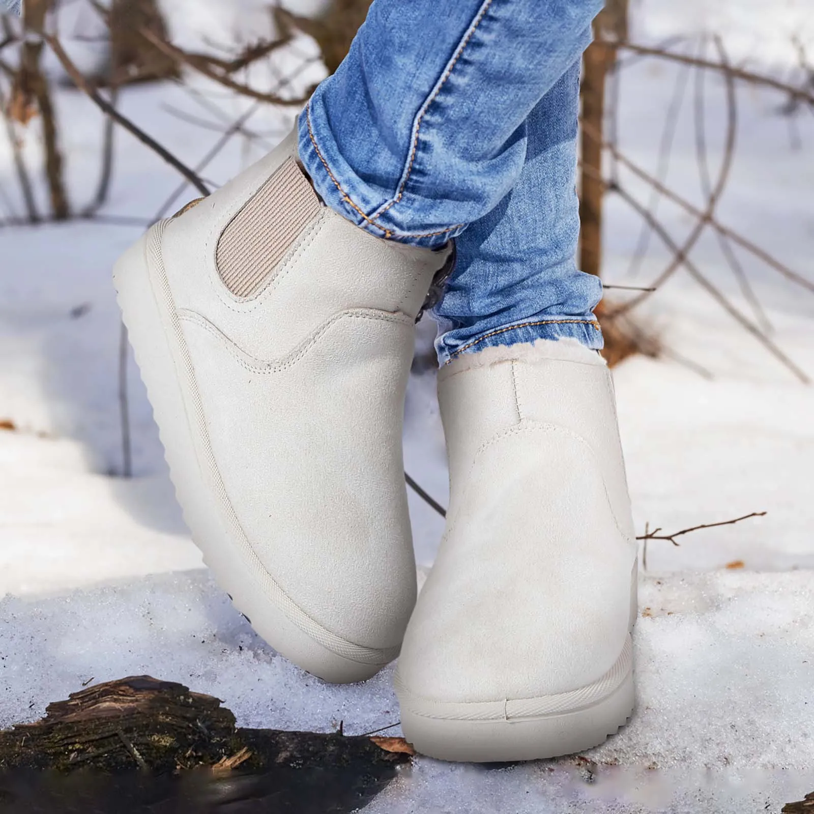 

1 Pair Short Boots Cotton Shoes For Women Winter Ankle Boots Warm Insulated Slip-Resistant Comfortable Fit For Hiking Walking