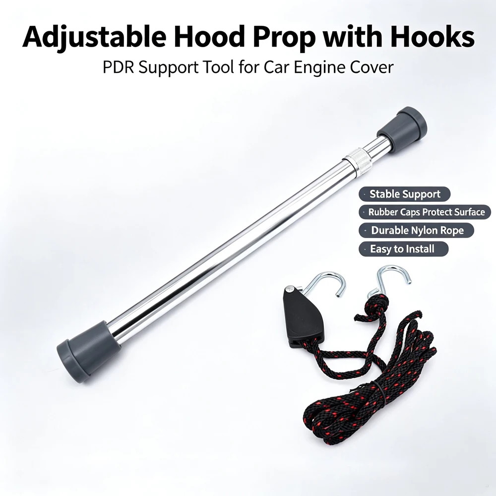 Adjustable Aluminum Hood Prop With 1/4" Inch Nylon Rope PDR Tools Car Paintless Dent Repair 1 Adjustable Aluminum Hood Prop With 1/4" Inch Nylon Rope PDR Tools Car Paintless Dent Repair 1