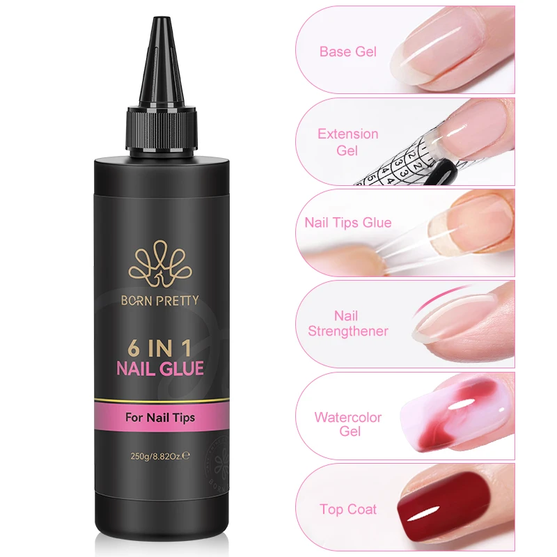 

BORN PRETTY 250 г 6 в 1 Клей-гель-лак для ногтей Keep Nail C Arc Enhanced Nail Art Толщина Резиновая основа Гель Супер яркий верхнее покрытие
