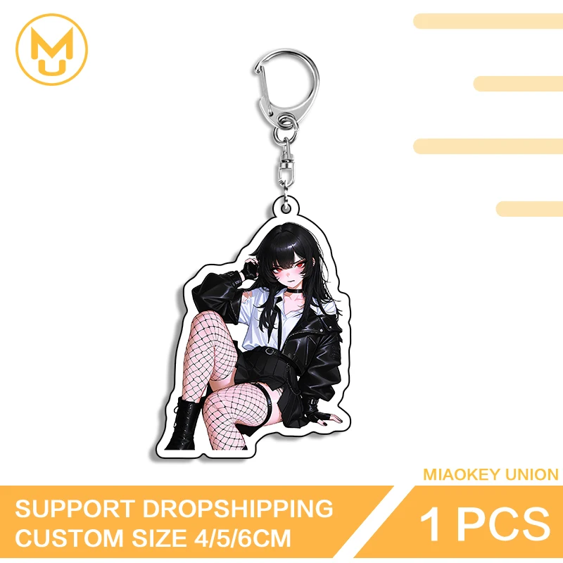 Goth Girl Pendant Keyring Seductive Sitting Posture Lighting Keyholder Merch Decorative Line Of Photo Wall Key Slot Toys Hobbies