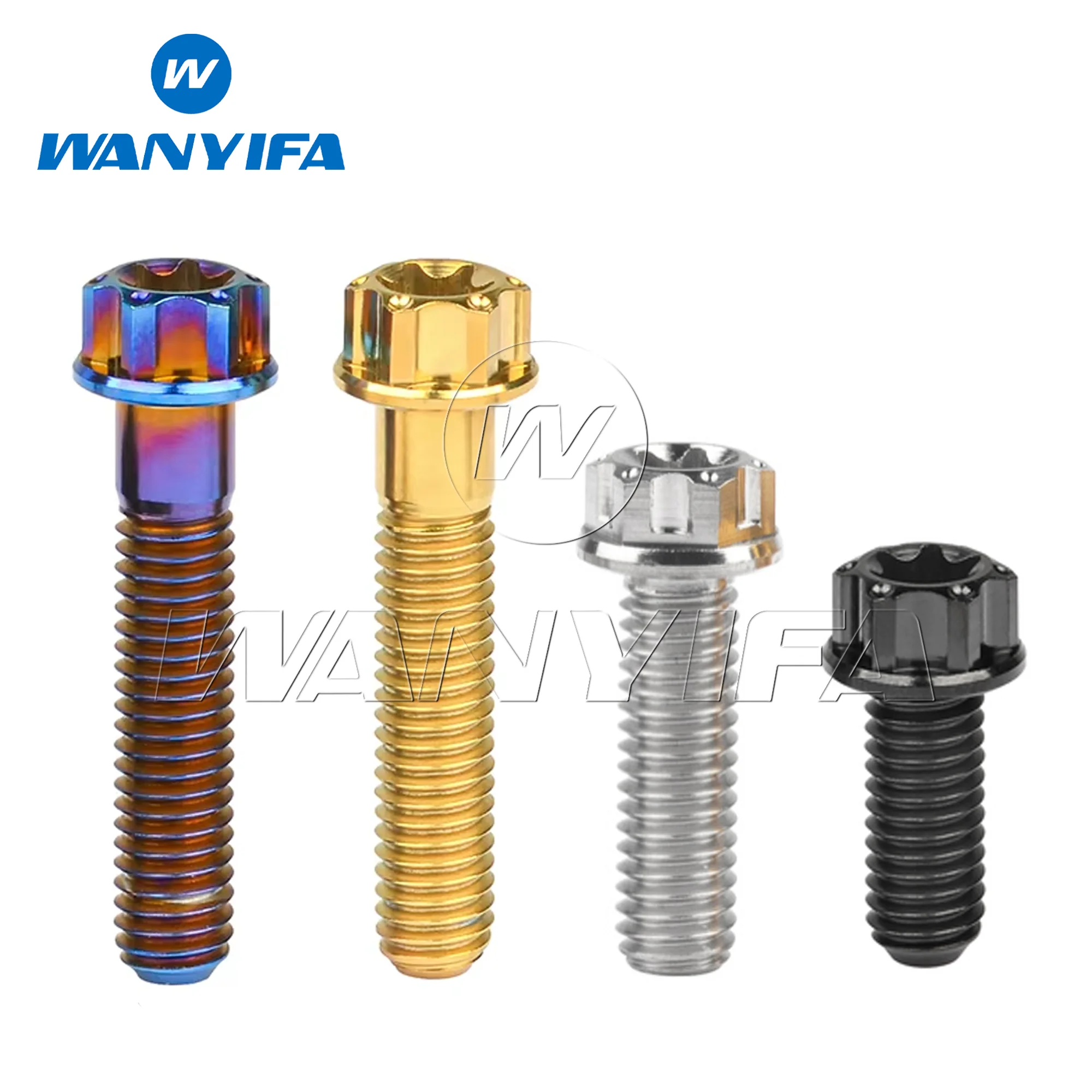 Wanyifa Titanium Bolt M6x15 20 25 30mm Torx T30 Flange Head Ti Screws for Motorcycle Modification