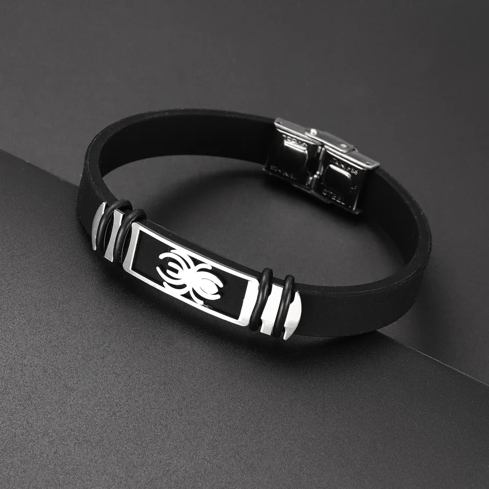 

Fashion Charming Men Bracelet Metal Animal Theme Bracelet Silicone Metal Buckle Open Type Bracelet Boutique Men's Festivals Gift
