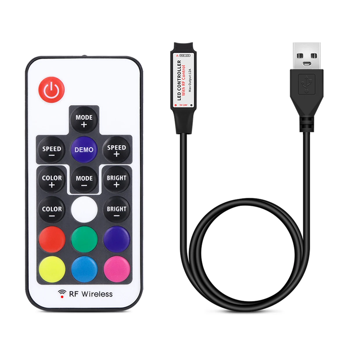 Kontroler USB 5 V LED RGB 11 klawiszy Bezprzewodowy pilot RF do neonowych taśm LED 5050 2835 RGB