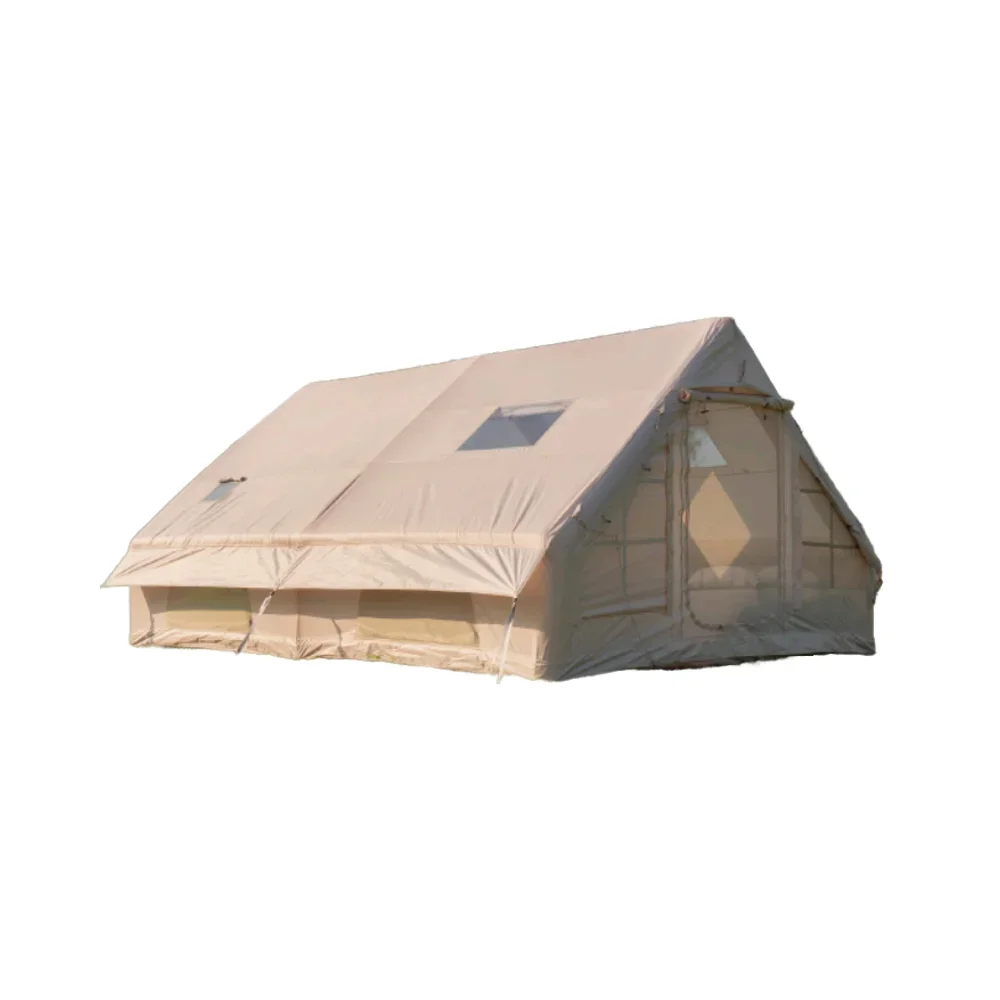 Large Dark Four-Season Waterproof Portable Oxford Fabric Inflatable Camping Tent with Air Conditioned Bedroom and Quick Setup