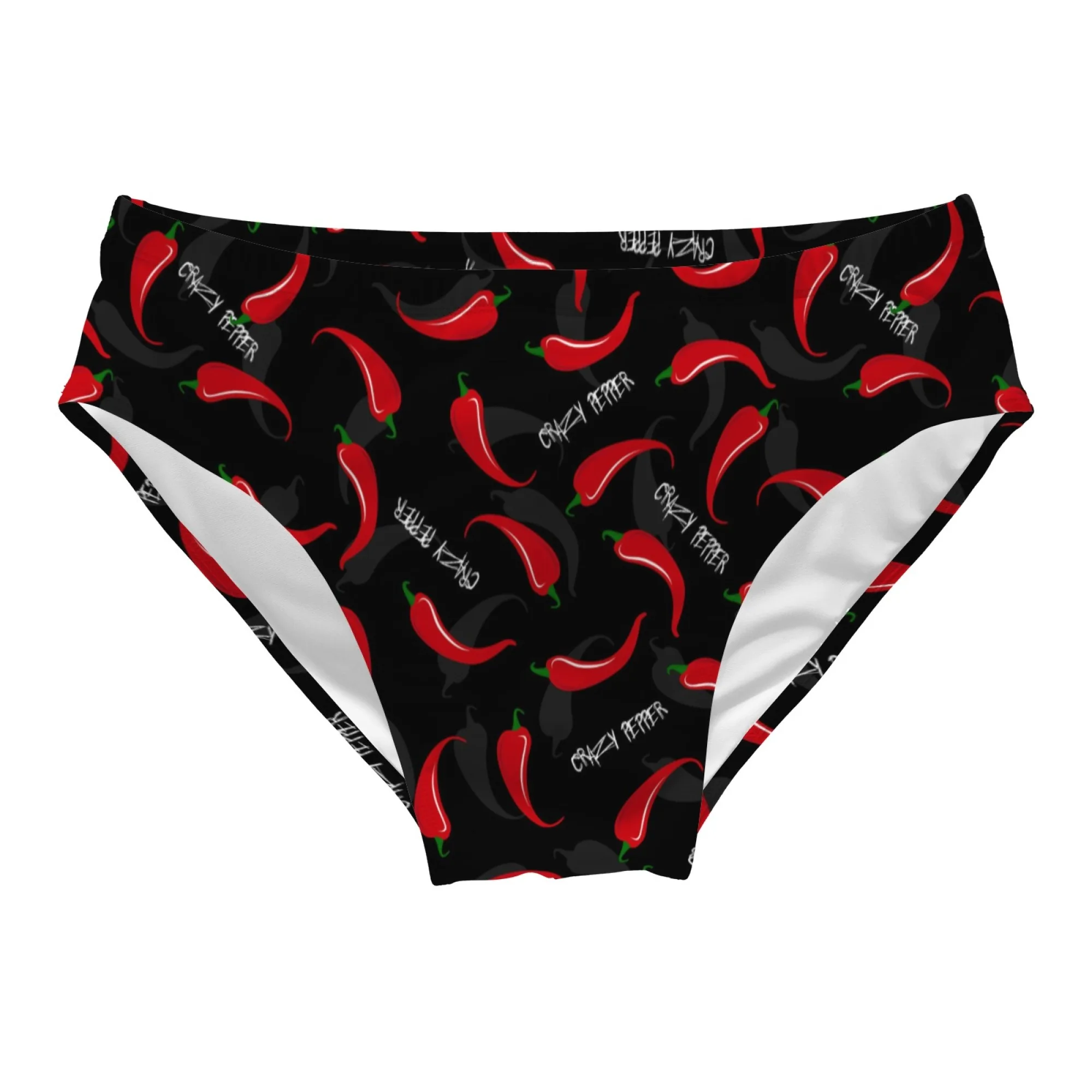 Crazy Red Chili Pepper Print Men's Underwear Sexy Bikini Lightweight Breathable Beach Surf Shorts Pool Briefs Party Fun Gift