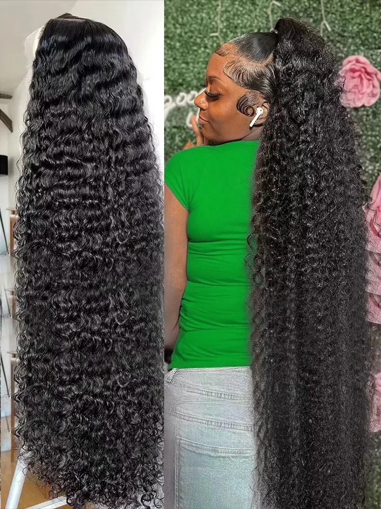 

40 46-дюймовые вьющиеся парики 100% человеческие волосы 13x4 13x6 HD Кружевные фронтальные парики Человеческие волосы Глубокая волна Фронтальные парики на продажу 300% Высокая плотность