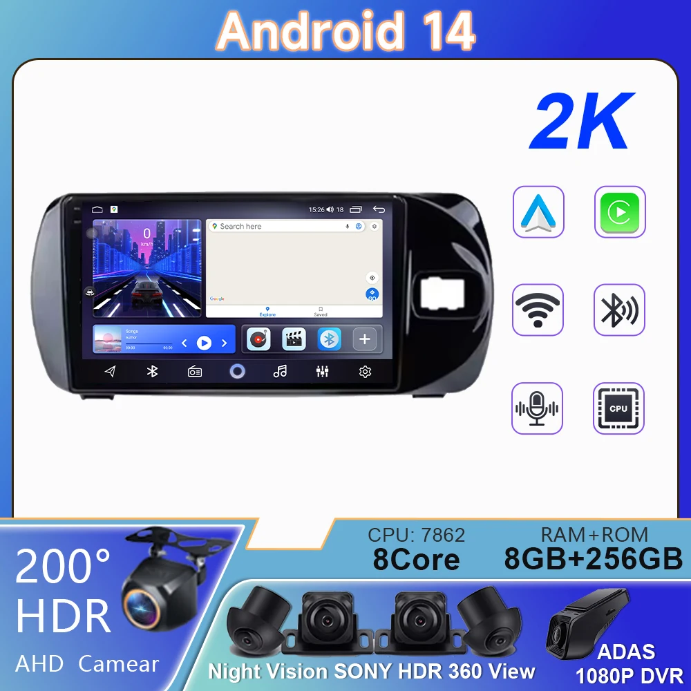 

4G For Toyota Vitz 3 XP 130 2014 - 2019 Android Auto Car Radio GPS Video Player Navigation Multimedia Stereo Carplay No 2din DVD