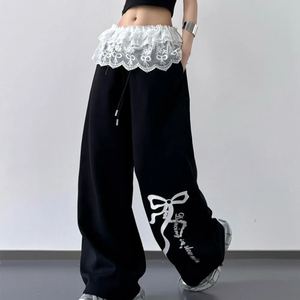 Y2K Jazz Dance Hip Scarf Shirt Extender Hip-hop Ruffled Edge Waistband Korean Style Bow Lace Gauze Skirt Belt Streetwear