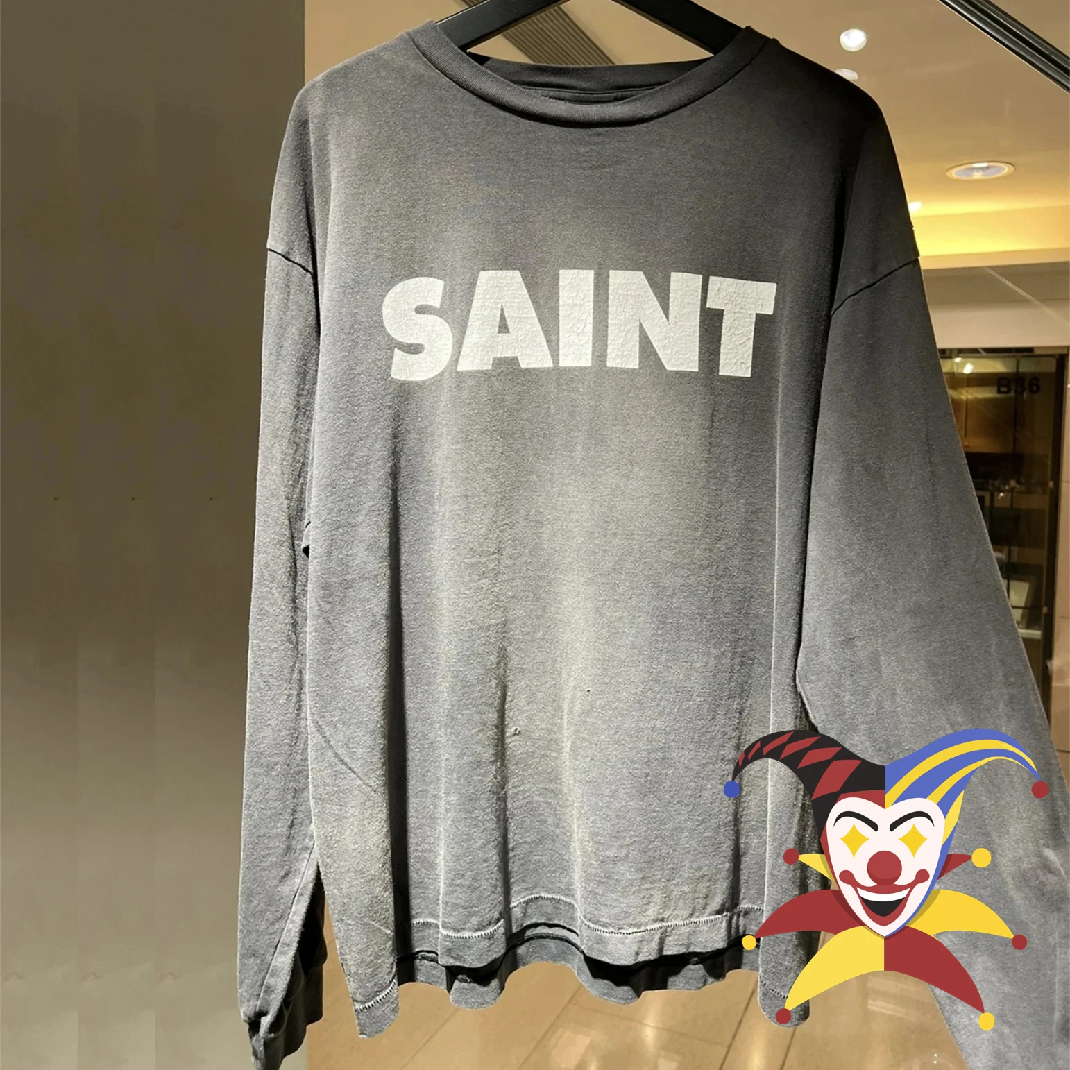 Saint Long Sleeved T-Shirt Men Women High Quality Classic Logo Washed Tops Tee T Shirt