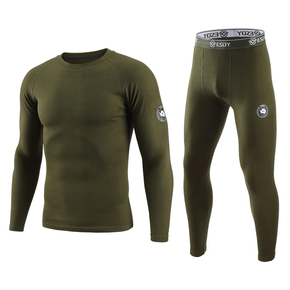 Long John, New Outdoor Fleece Thermal Underwear Set, De Fleece Men's Sports Underwear Spring and Fall Models, Long John