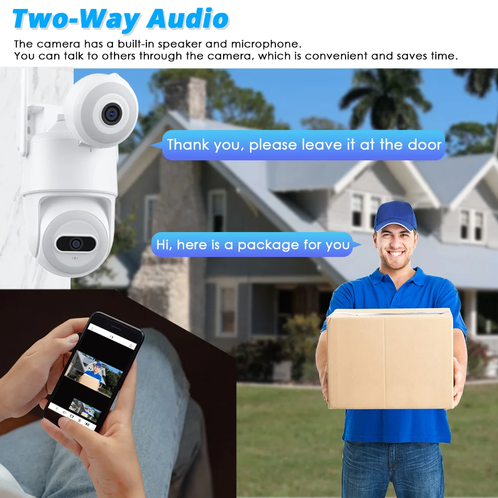 كاميرا مراقبة iCSee 8MP 4K WiFi خارجية للمنزل الذكي بعدسة مزدوجة لاسلكية 360 HD كاميرات IP للأمن CCTV رؤية ليلية ملونة #2