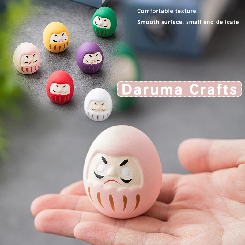 Colorful Japanese Ceramic Daruma Doll Crafts Lucky Charm Fortune Ornament Landscape Home Desk Decor Miniature Gifts Accessories