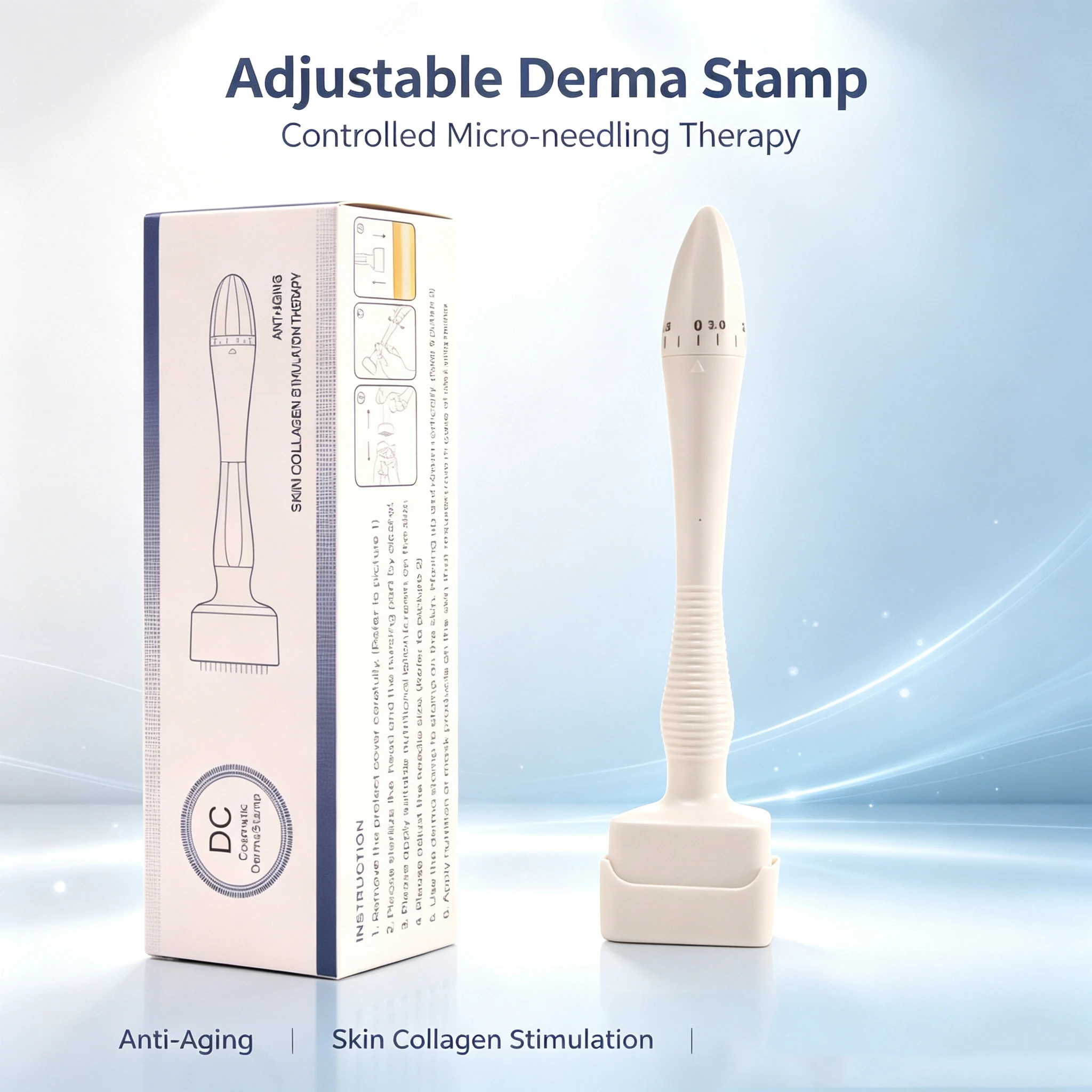 1-50 Stück 140 Nadeln Verstellbarer Derma-Stempel Microneedling Gesichtsroller Massagegerät Hautpflege Bartwuchs Kopfhaut Haar Fabrikverkauf – Detail 1