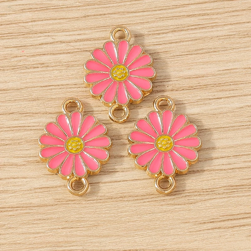 10 stücke 14x18mm niedlichen Emaille Blume Charms Anschlüsse für Schmuck Herstellung Armbänder Halskette Ohrringe DIY handgemachte Handwerk Zubehör – Detail 16