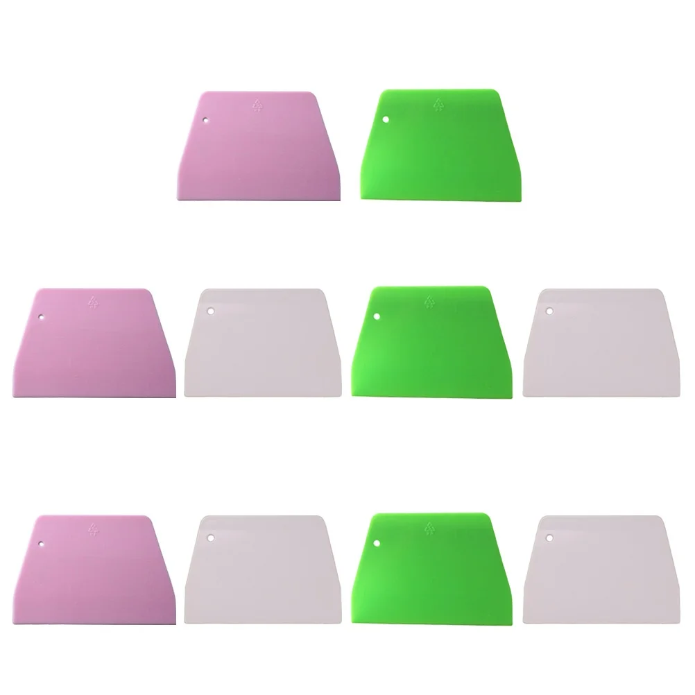 

10pcs Plastic Trapezoid Baking Cream Scraper Dough Kitchen Gadget for Making Bread Pastry Cake (Random Color)