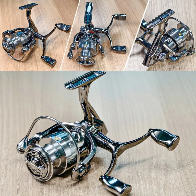 Sougayilang 1000-5000 Series Spinning Reel Aluminum Alloy Double Handle Rocker Max Drag 33LB Fishing Reel with 500m Fishing Line
