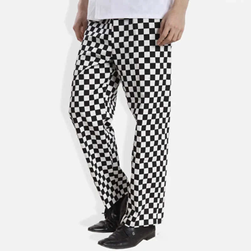 Chef Pants for Men Women Black White Stripes Slim Fit Restaurant Waiter Cook  Uniform Kitchen Trousers