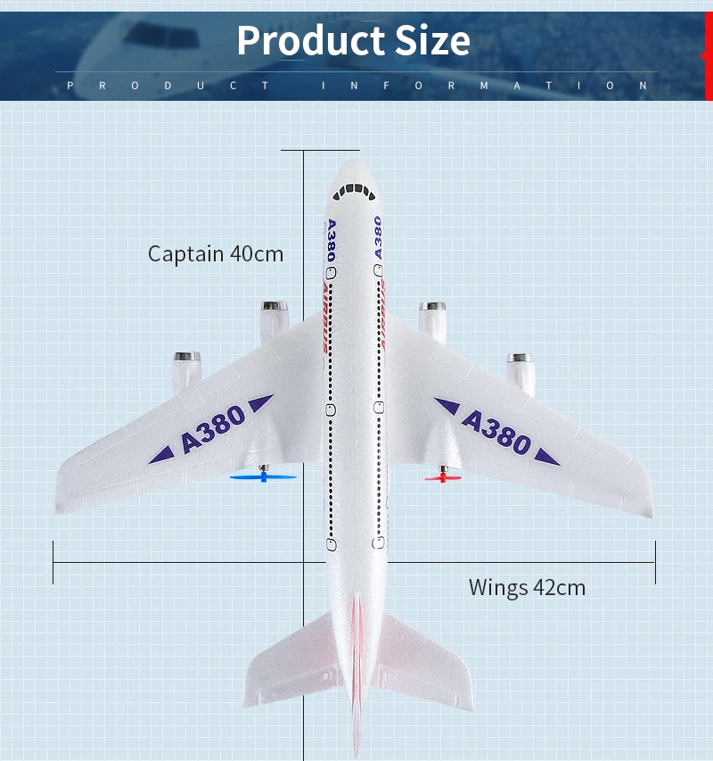 Airbus A380 RC Aereo 2.4G Ala fissa Boeing 747 Aereo telecomandato Modello di aereo RC all'aperto Giocattoli per bambini Ragazzi  26