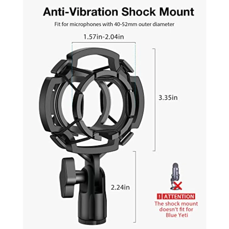 InnoGear حامل ميكروفون مكتب قابل للتعديل سطح المكتب حامل ميكروفون الجدول مع صدمة جبل مشبك ميكروفون مرشح البوب 3 8 إلى 5 8 محول ل B