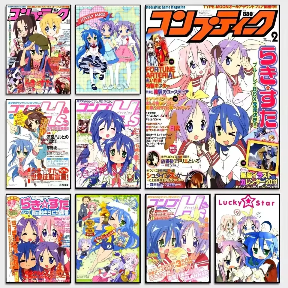 

Anime Lucky Star Cute Girl Canvas Painting Posters Sticky Vintage Room Home Bar Cafe Decor Kawaii Room Decor