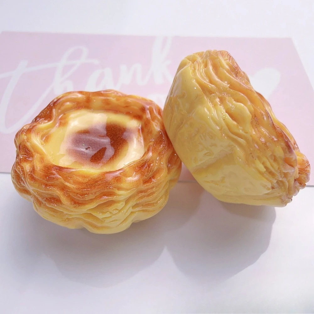 3pcs Mini Pastry Egg Tart Dessert Model Fake Food Resin Dollhouse Desktop Decoration Simulation Bakery Sweet Display Miniature