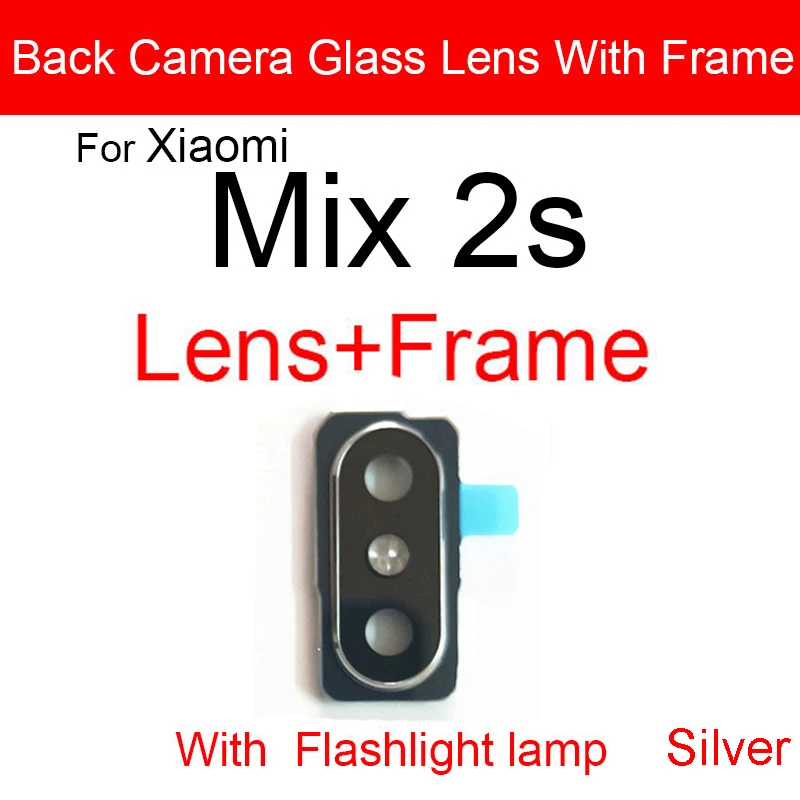 Camera Lens Glass Back Cover With Metal Frame Holder For Xiaomi Mi Mix 2 2S 3 Main Camera Glass Lens Frame Replacement Parts