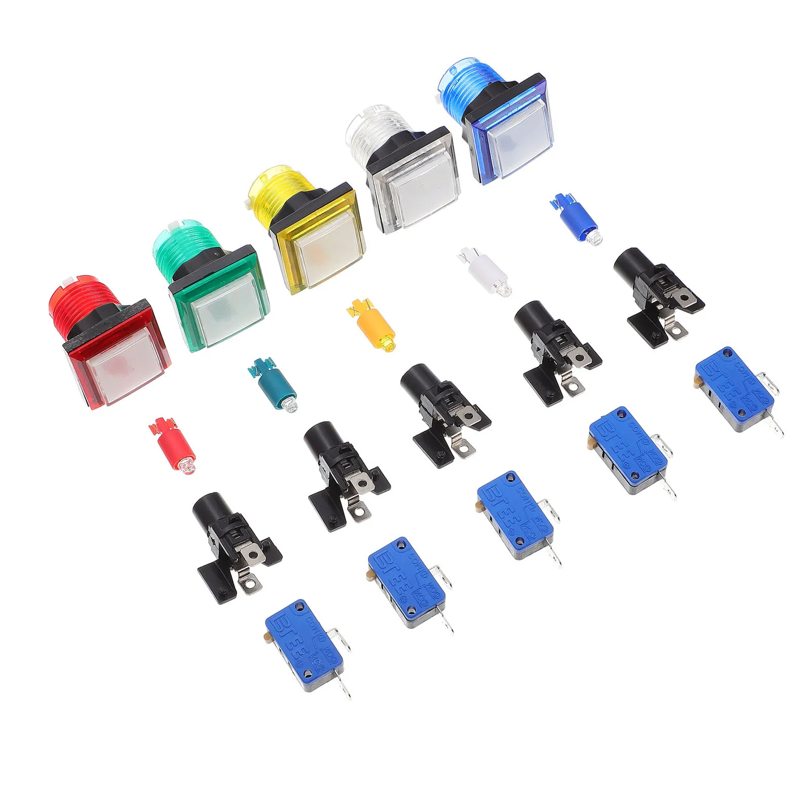 

5Pcs Game Machine Switch Household Plastic Push Button Rectangular Arcade Button Durable Accessory Game Machine Accessory