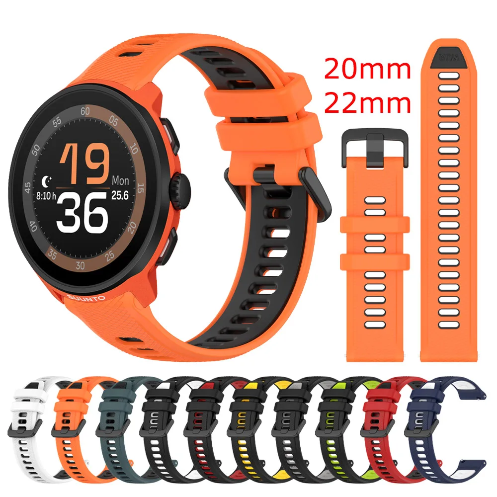 For SUUNTO VERTICAL 2 Correa 20/22mm Silicone Strap For SUUNTO 3/5 9 PEAK Pro/RACE 2 S/OCEAN/RUN/3 Fitness Bracelet Replace Band