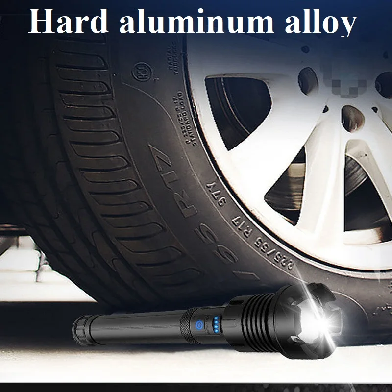 XHP390 Rechargeable Led Flashlight Dual Battery Super Bright High Power Led Flashlight COB Side Light Tactical Torch 18650 26650