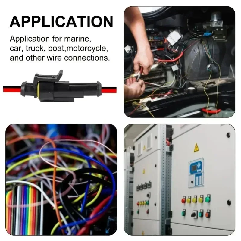 10-50PCS 2 Pin Way Connector Waterproof Connectors Male & Female Way 16 AWG Wire for Car Truck Boat Electrical Connector